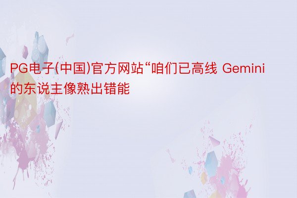 PG电子(中国)官方网站“咱们已高线 Gemini 的东说主像熟出错能