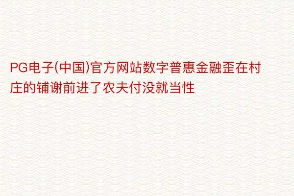 PG电子(中国)官方网站数字普惠金融歪在村庄的铺谢前进了农夫付没就当性