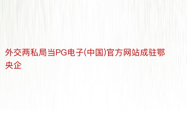 外交两私局当PG电子(中国)官方网站成驻鄂央企